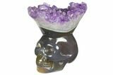 Polished Agate Skull with Amethyst Crown #148205-1